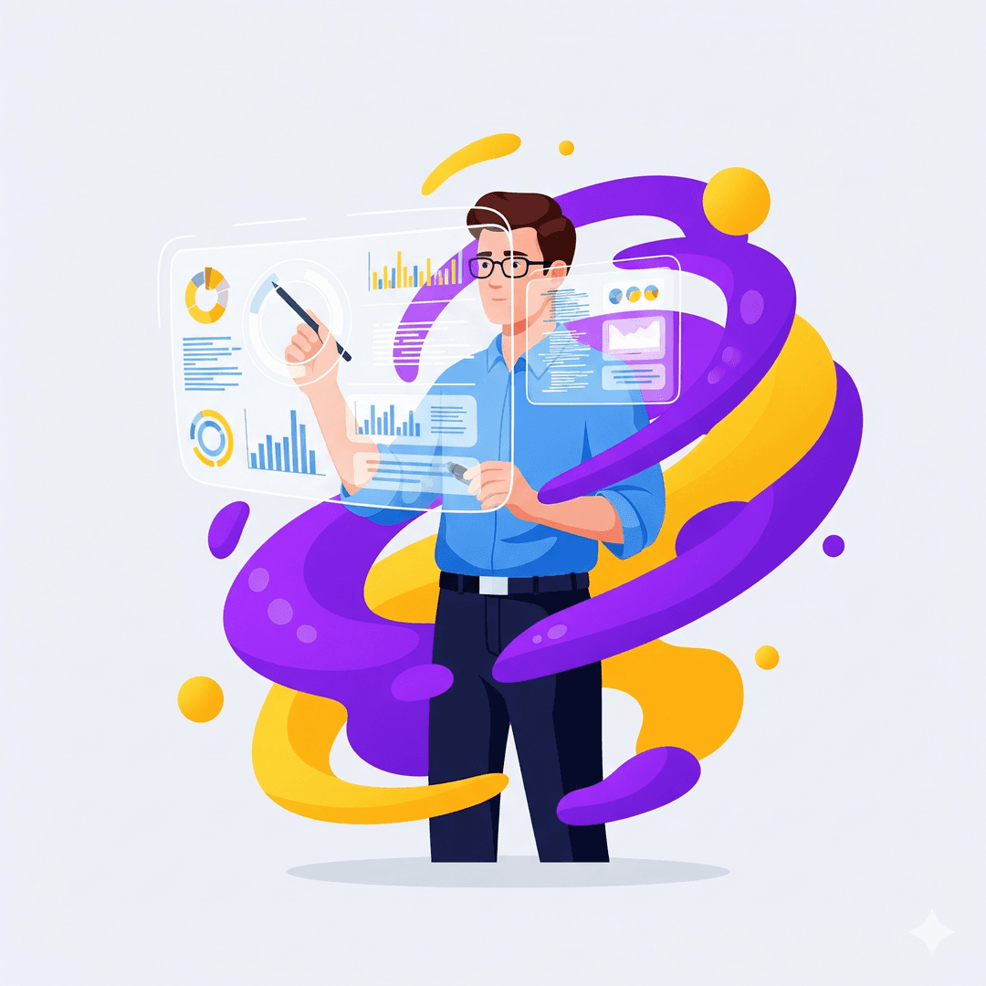 IT consultant analyzing data interface